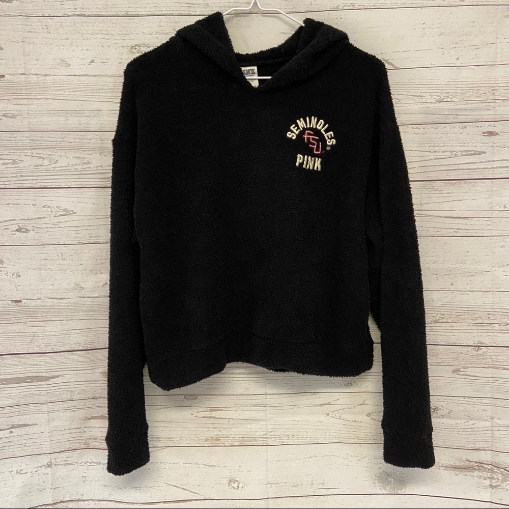 PINK FSU CROPPED TERRYCLOTH HOODIE